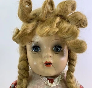 Horsman Composition Doll 18” Vintage 1940’s  Mohair Braids Original Dress - Picture 1 of 12