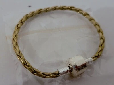 European Braided Leather Bracelet w/Silver Plated Clasp ~16 cm ~Choice Color~NEW - Image 1 of 2