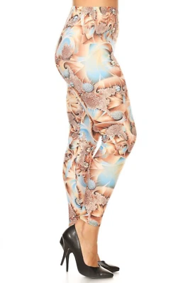 Sexy Leggings Para Mujer Marrón Estampado de Flores Cómodos Moda Talla XL Foto 1 de 4