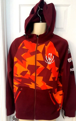 NBA Hoodie Size Small UNK Sweatshirt Full Zip Front Jacket Red Orange Net Dri Cover