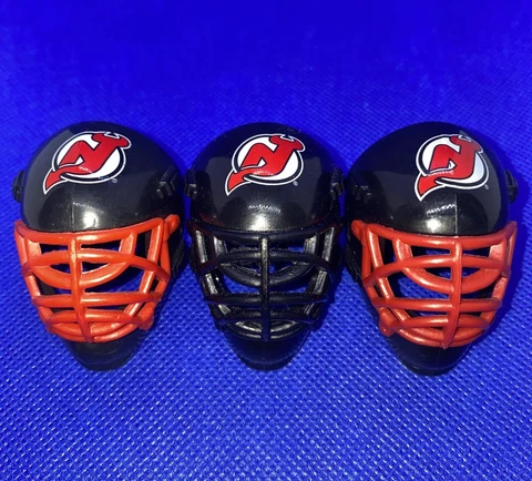 New Jersey Devils Hockey Goalie Mini Helmet Mask Franklin NHL 1.5" Lot of 3x Cover