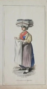 Litografia Napoli: Venditrice di musolino (tessuto) di Gatti e Dura 1840 ca (M20 - Imagen 1 de 1