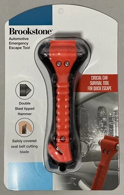 🌺BROOKSTONE Crucial Auto Supervivencia Escape Rápido Dbl Punta de Acero Martillo Hoja Herramienta Foto 1 de 3