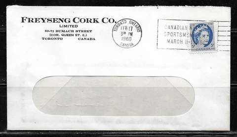 Canada Advertising Cover - Toronto 1960 - Freyseng Cork Co Cover