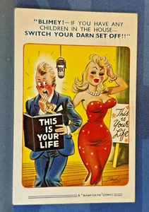 Saucy Bamforth Comic Postkarte 1959 BBC TV This Is Your Life blonde große Brüste - Bild 1 von 2