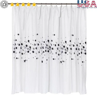 Cortina de Ducha Multicolor Lunares Impermeable Tela Lavable con Ganchos Gratis EE. UU. Foto 1 de 2