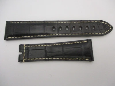 正品宝玑黑色爬行动物皮革 22 毫米 x 18 毫米表带 115 毫米 + 75 毫米 — 第 1/4 张图片