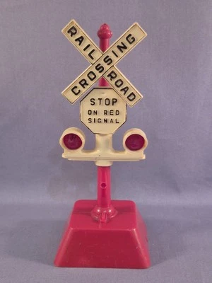 Letrero de cruce de ferrocarril Marx vintage calibre O vagón de tren accesorio rojo blanco Foto 1 de 4