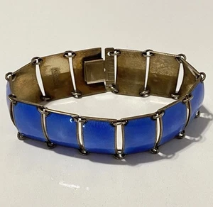 Vintage David Anderson 925 Sterling Silber Blau Emaille 13 Panel Armband Norwegen - Bild 1 von 9
