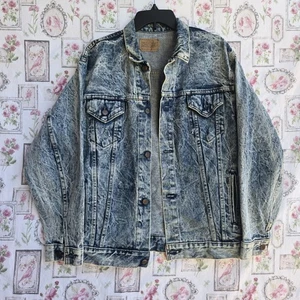 Chaqueta de Jean Camionero Denim Lavado Ácido Azul Años 80 De Colección Hecha en EE. UU. Talla XL 18/20 - Imagen 1 de 5
