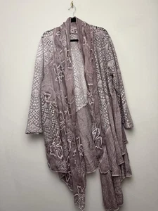 Simply Couture Lagenlook Cardigan Plus Size 1X Purple Kimono Embroidered Womens  - Picture 1 of 7
