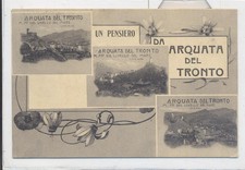 ARQUATA DEL TRONTO  FP VIAG 1912  SALUTI 3 VEDUTINE STUPENDA !!!!!!!