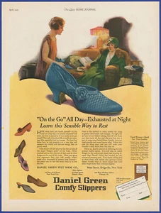 Vintage 1925 DANIEL GREEN Comfy Slippers Women's Shoes C. F. Neagle Art Print Ad - Picture 1 of 1