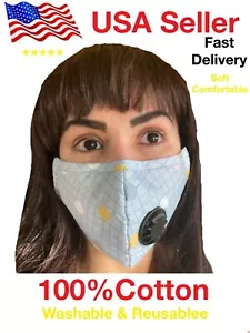 Adjustable Mask Cotton Washable Reusable Face Mask with Filter Pocket Unisex - Picture 1 of 12