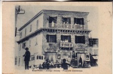 STAFFOLO  VIAGGIATA 1929 ALBERGO ANCONA ANIMATA + AUTOPOSTALE ECCEZZIONALE RR