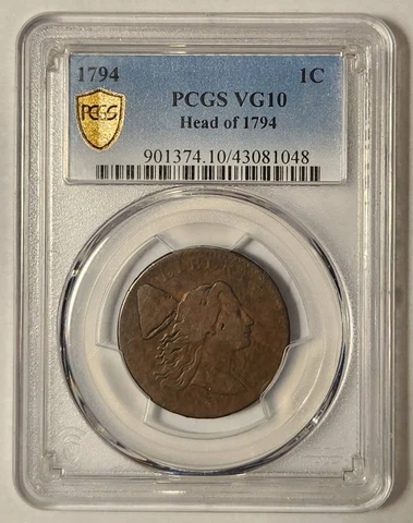 1794 Large Cent Liberty Cap PCGS VG-10 BN Head of 1794 Cover