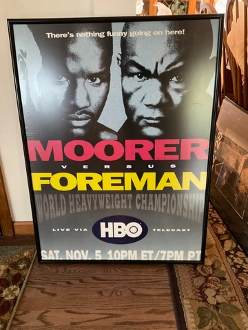 Original  HBO George Foreman vs. Michael Moorer Boxing Fight Poster FRAMED 28x37 Cover