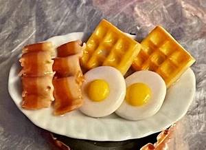 3D Essen Getränk Frühstück Kühlschrank Magnet Menge 🙂 (1) Frühstück Waffeln Eier Speck - Bild 1 von 12