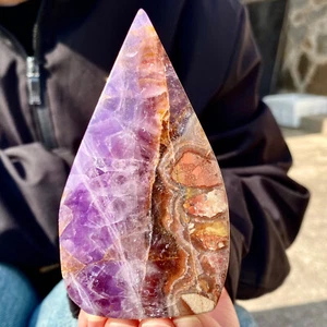 202G Natural striped amethyst Agate Crystal Free form vertical Reiki Energy - - Picture 1 of 17