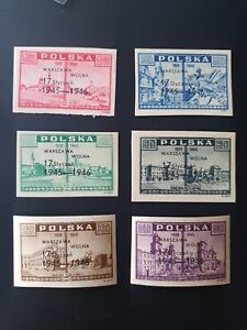 Poland Stamps 1946 Fi 388-393 Mint