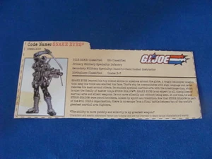 Snake Eyes File Card GI Joe Modern - Picture 1 of 1