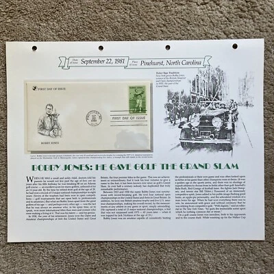 1981 BOBBY JONES GOLF PINEHURST First Day of Issue Cover Envelope Stamp & Facts - Image 1 of 4