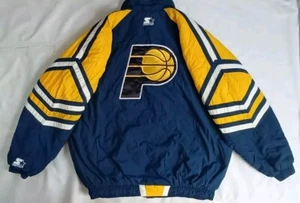 GIACCA INVERNALE VINTAGE STARTER INDIANA PACERS FULL ZIP SENZA CAPPUCCIO TAGLIA XL - Foto 1 di 12
