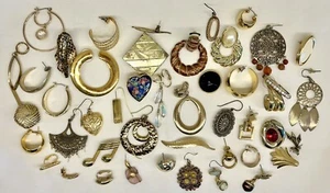 Vintage to Now Pierced Goldtone Monet Napier Ninewest  Single Earrings 45pcs - Picture 1 of 7