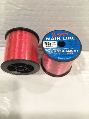 Raven 高级单丝钓鱼线,15 磅测试 Hi Vis 粉红色,620 码 — 第 1/2 张图片