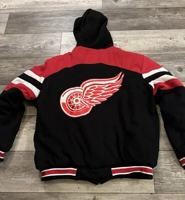 Carl Banks ~ G-111 DETROIT RED WING Men’s Sz XL Full Zip Jacket Hood Rare NHL - Image 1 of 4