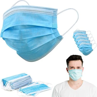 50/100/500 3 Ply Ear loop Face Mask Non Medical Surgical Dental Disposable Masks - Image 1 of 4
