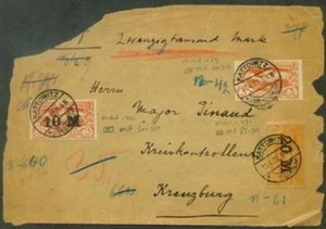 UPPER SILESIA Cover Front - 20,000 M INSURED Money Letter RARE EARLY OVPT USAGE! - Picture 1 of 1