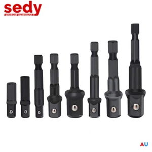 8Pc Impact Nut Driver Set Drill Socket Adapter Hex Extension Bits 1/4" 3/8" 1/2" - Picture 1 of 7