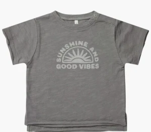 Rylee + Cru Kids' Sunshine Raw Edge Cotton Graphic T-Shirt Ink (Gray) 3-6M NWT - Picture 1 of 6