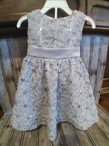  Rare Editions Sequin Party Dress with Satin bow Color Silver Size 3T