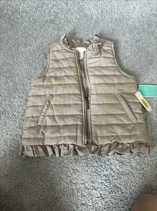 Copper Key Girls Vest Fleece Lined Tan With Gold Zipper Size 6-6x Nwt - Picture 1 of 5