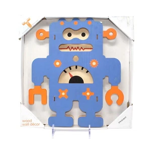 Modern Moose Blue Orange 11" Wooden Robot Sci Fi Space Wall Decoration Unisex - Picture 1 of 3