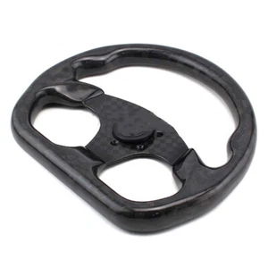 Carbon Fiber 330mm 13" Flat Racing Steering Wheel Gloss Semicircle Jet - Picture 1 of 9