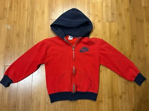 Vintage Nike Kids 70s Hoodie Full Zip Size M Red And Navy - Picture 1 of 6
