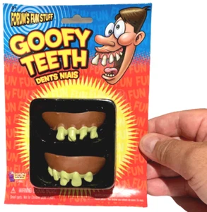 2 GOOFE WITZZÄHNE Nerd Fake Lustig Hillbilly Bad Halloween Set Ugly Buck Gummi - Bild 1 von 4