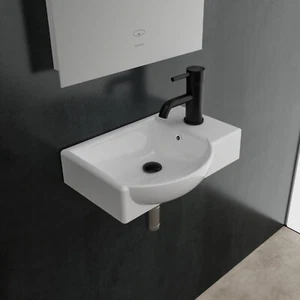 Alpenberger Waschbecken mit Überlauf Handwaschbecken Gäste WC Keramik Waschtisch - Bild 1 von 6