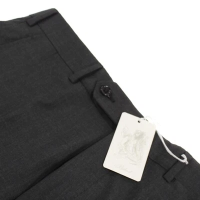 Belvest NWT Flat Front Dress Pants Size 46 30 US Solid Charcoal Gray 100% Wool - Image 1 of 4