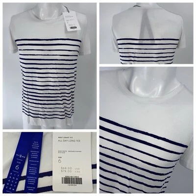 Camiseta larga Kit & Ace todo el día talla 6 blanca azul rayón cachemir nueva con etiquetas YGI W4-64 Foto 1 de 4