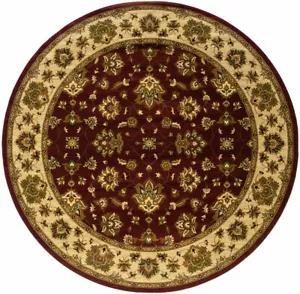 6'x6' Round Sphinx Bordered Red Flowers Scrolls 623V3 Area Rug - Aprx 6' x 6' - Picture 1 of 1