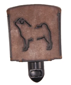 Brown Rustic Metal Pug Dog Night Light - Picture 1 of 1