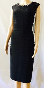 Scarlett Women’s Jeweled Neck Cocktail Party Sheath Black Dress Size 10 R NWT - Picture 1 of 9