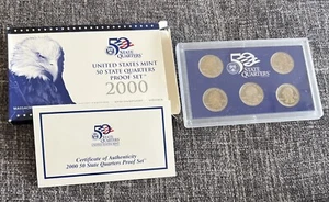 2000 -S United States Mint 50 State Quarters Proof Set 5 Coins White COA - Picture 1 of 2