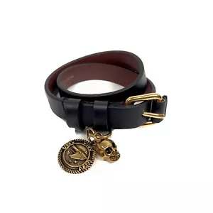 Alexander Mcqueen Leather And Gold Tone Bracelet One Size - Picture 1 of 7