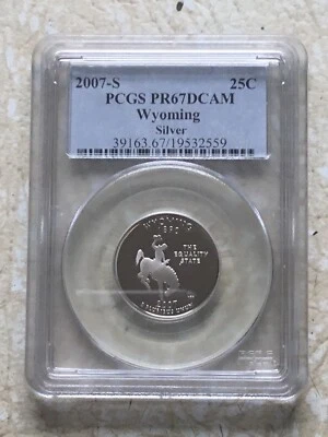 2002  -S 25C SILVER Wyoming  STATE QUARTER  PR67 PCGS Coin - Image 1 of 4