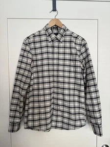 J Crew Flex Oxford Shirt Mens Sz M Gray Slim Fit Plaid Check Button Down Preppy - Picture 1 of 11